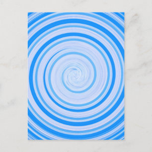 White and blue spiral postcard