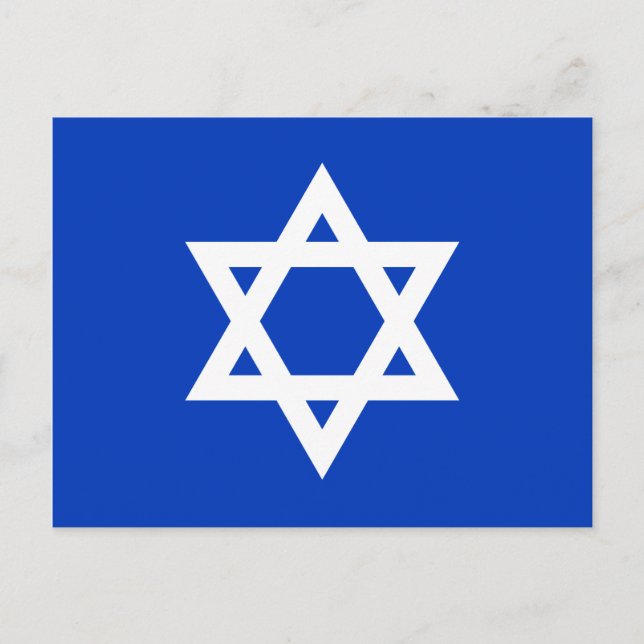 White and Blue Star of David Postcard (Front)