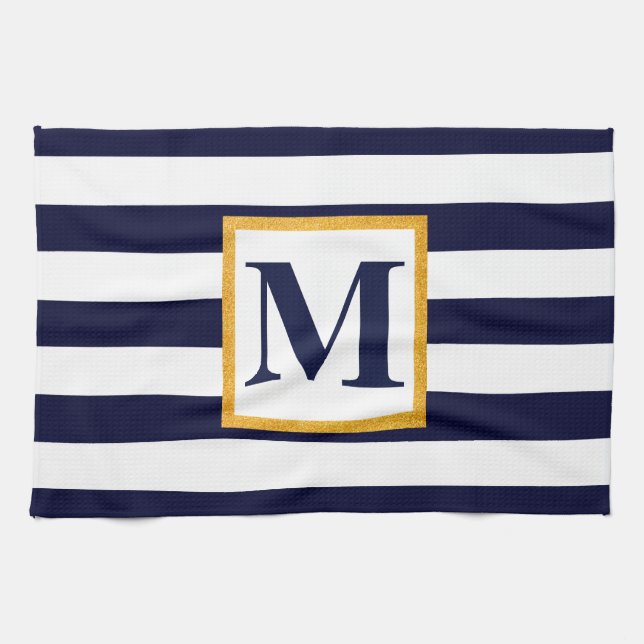 White and Blue Stripes Kitchen Towel (Horizontal)