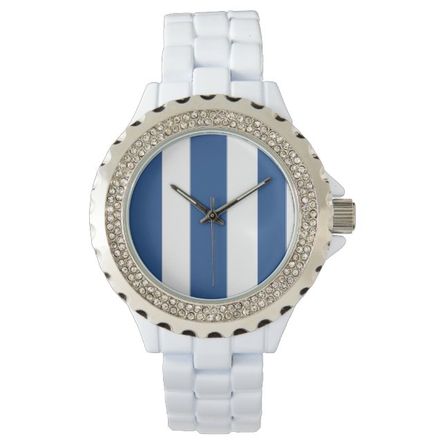 White And Blue Stripes Watch (Front)