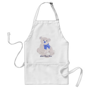 White and Blue Teddy Apron