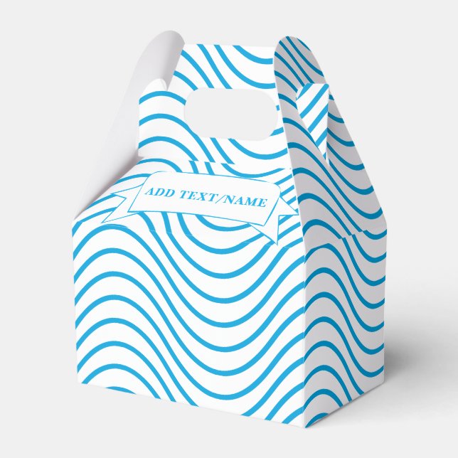 White And Blue Wave Pattern Custom Favor Box (Front Side)
