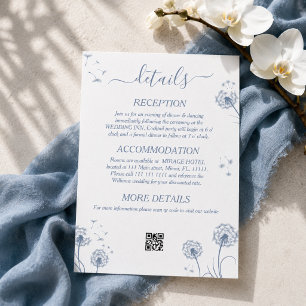White and Blue Wildflower Rustic Wedding Details Enclosure Card
