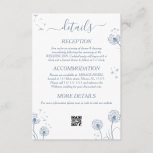 White and Blue Wildflower Rustic Wedding Details Enclosure Card