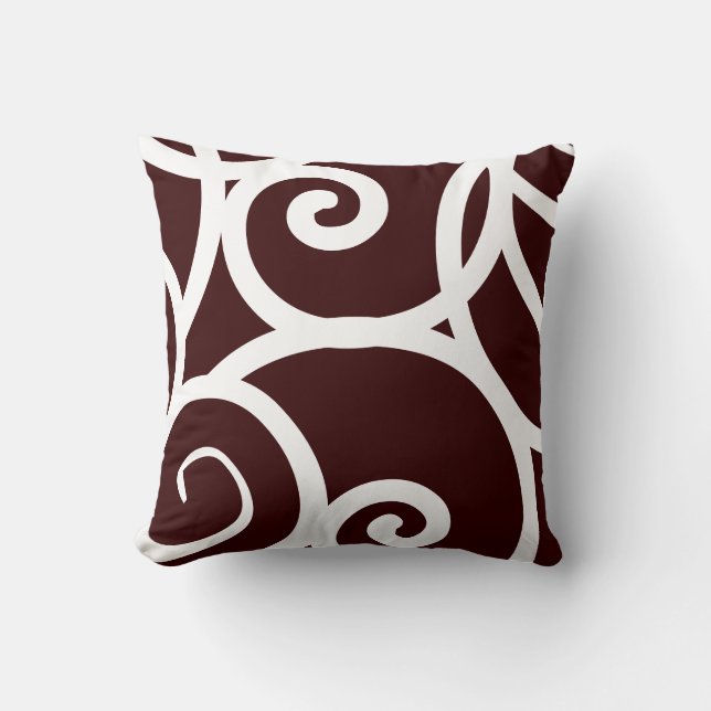 white and brown abstract pattern pillow (Front)