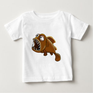 white and brown cartoon piranha fish baby T-Shirt