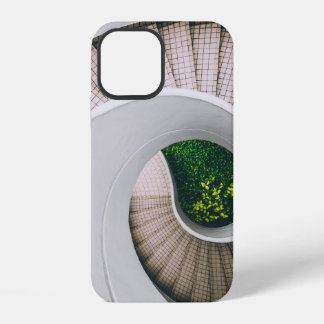 WHITE AND BROWN CONCRETE SPIRAL STAIRS iPhone 12 CASE