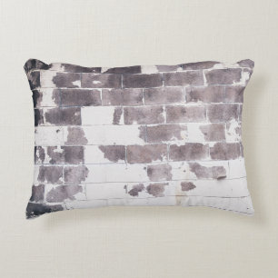 White and brown concrete wall accent pillow