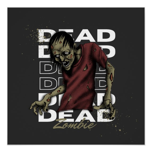White and Brown Dead Zombie Glossy Poster (Front)