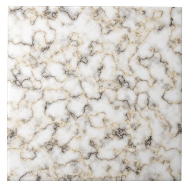 White and Brown Faux Marble Granite  Tile (Front)