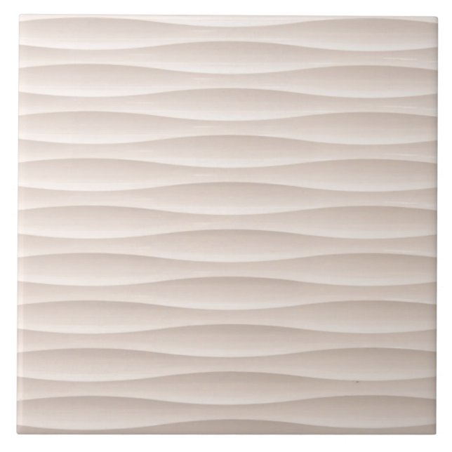 White and Brown Faux Striped Textile Ceramic Tile (Front)
