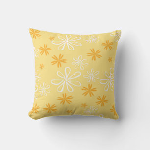 white and brown floral pattern throw pillow
