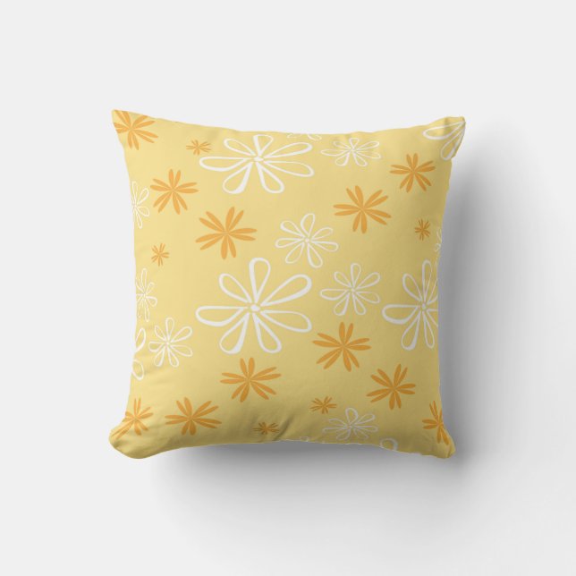 white and brown floral pattern throw pillow (Front)