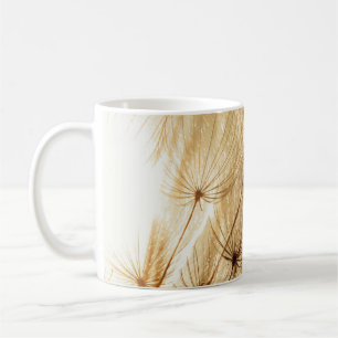 White and brown floral textile coffee mug