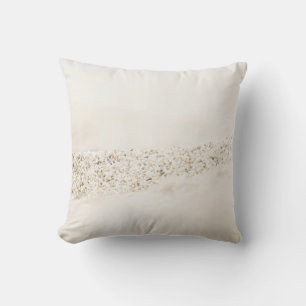 White and brown floral textile throw pillow