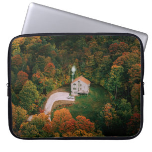 WHITE AND BROWN HOUSE SURROUNDED BY TREES LAPTOP SLEEVE