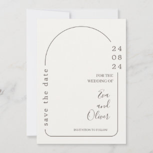 White and Brown Simple Wedding Invitation