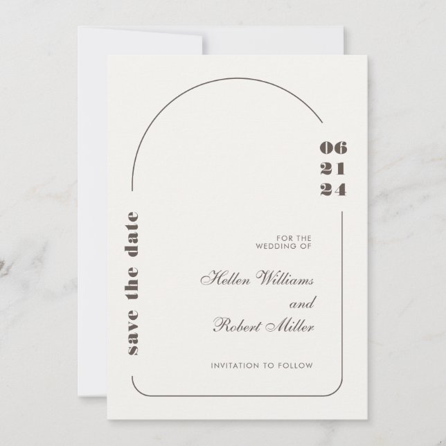 White and Brown Simple Wedding Invitation (Front)