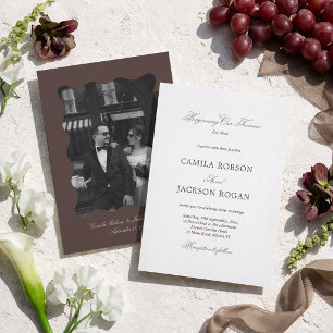 White and Brown Wedding  Invitation