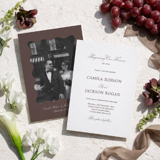 White and Brown Wedding Invitation