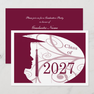 White and Burgundy Man 2027 Graduation Party Invitation