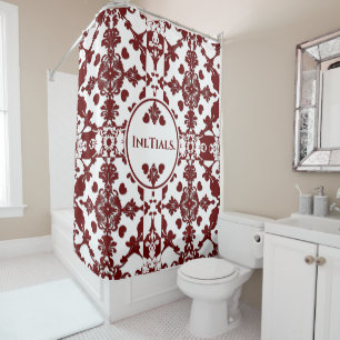 White and Burgundy Royal Damask