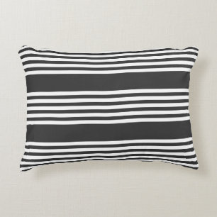 White and charcoal five stripes pattern accent pillow