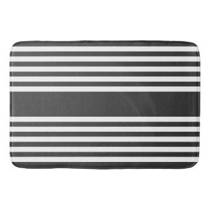 White and charcoal five stripes pattern bath mat