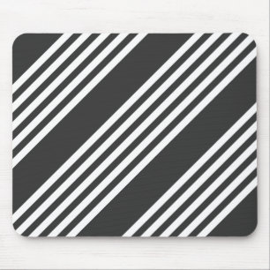 White and charcoal five stripes pattern mouse pad