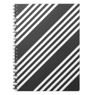White and charcoal five stripes pattern notebook