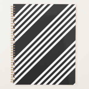 White and charcoal five stripes pattern planner