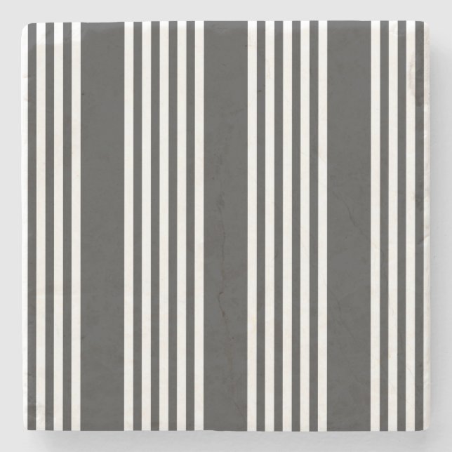 White and charcoal five stripes pattern stone coaster (Front)