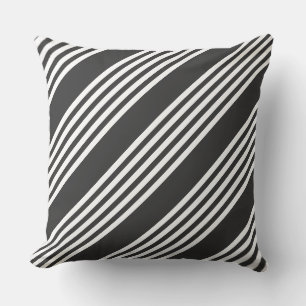 White and charcoal five stripes pattern throw pillow