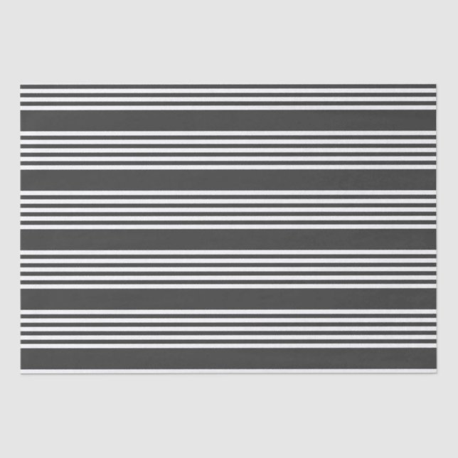 White and charcoal five stripes pattern tissue paper (Front)