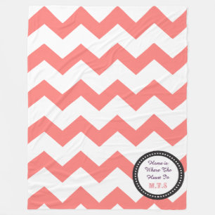 White and coral chevron Blanket