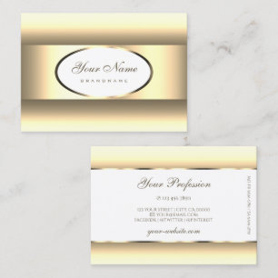 White and Cream Ombre Light Gold Oval Decor Border Business Card