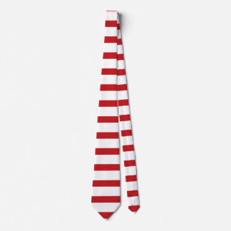 White and Crimson Horizontal Stripes Tie