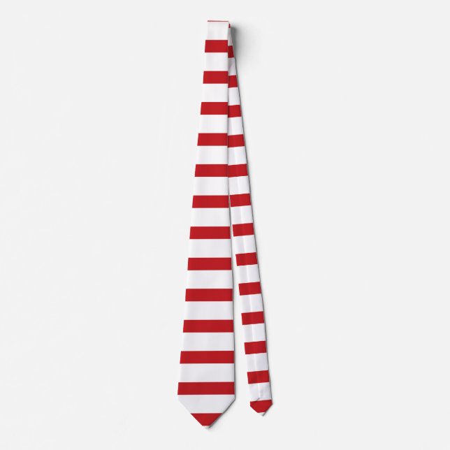 White and Crimson Horizontal Stripes Tie (Front)