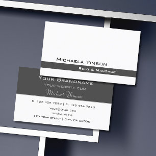 White and Dark Grey Modern Cool Professional Business Card