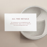 White and Dark Red Elegant Text | Wedding Details