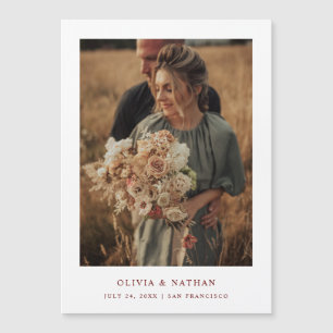 White and Dark Red   Photo Magnetic Save the Date