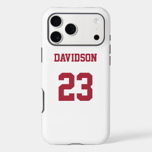 White and Deep Red Jersey Name Number Custom