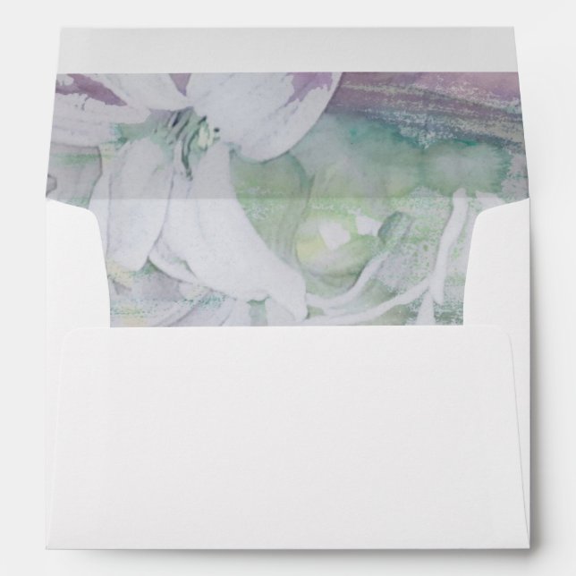 White And Dusty Green Floral Wedding Adress  Envelope (Back (Bottom))