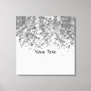 White and faux glitter personalized canvas print