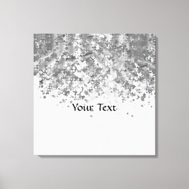 White and faux glitter personalized canvas print (Front)