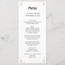 White and Faux Gold Simple Elegant Menu