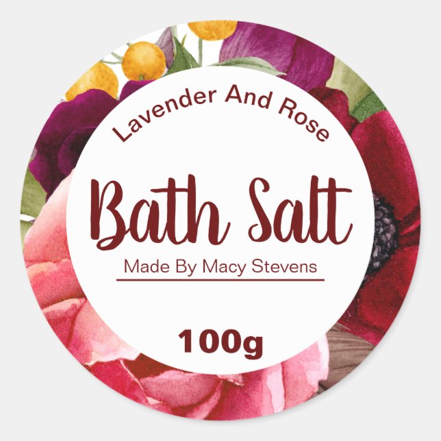 White And Floral Bath Salt Labels (Front)