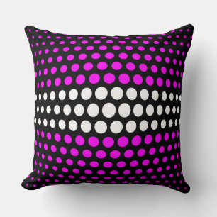 White and Fuchsia Polka Dots Pattern Throw Pillow