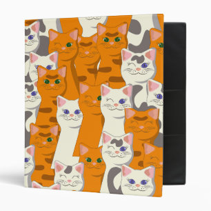 White and ginger cats pattern green eyes blue eyes binder