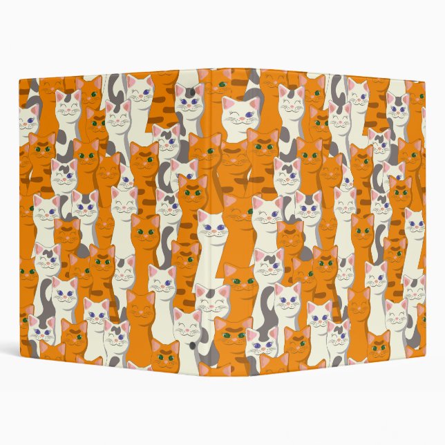 White and ginger cats pattern green eyes blue eyes binder (Background)